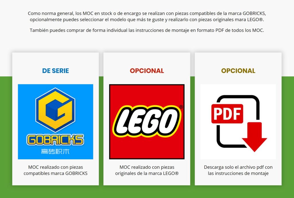 MOC realizado con piezas tipo Lego Características de las creaciones MOC con Lego