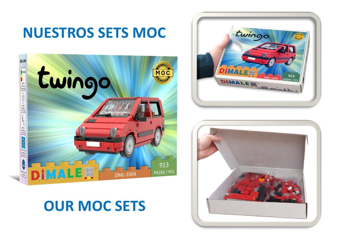 Caja de set de modelo de coche rojo Twingo con manual.