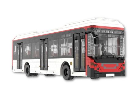 Autobús urbano de diseño moderno, con carrocería blanca y roja.