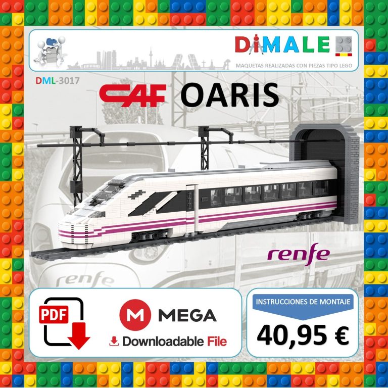 Maqueta de tren Oaris de CAF, con colores blanco y rosa, precio de 40,95 €.