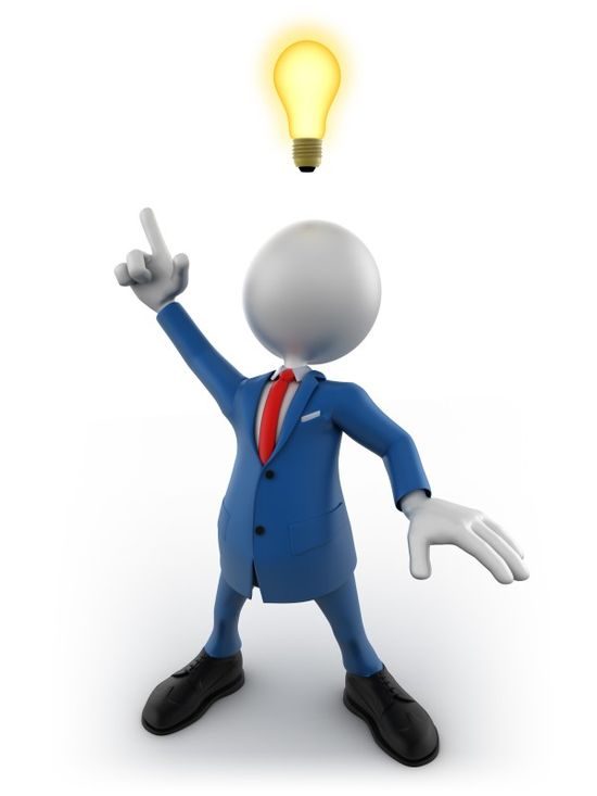 Figura de un hombre de negocios con una bombilla encendida sobre su cabeza.