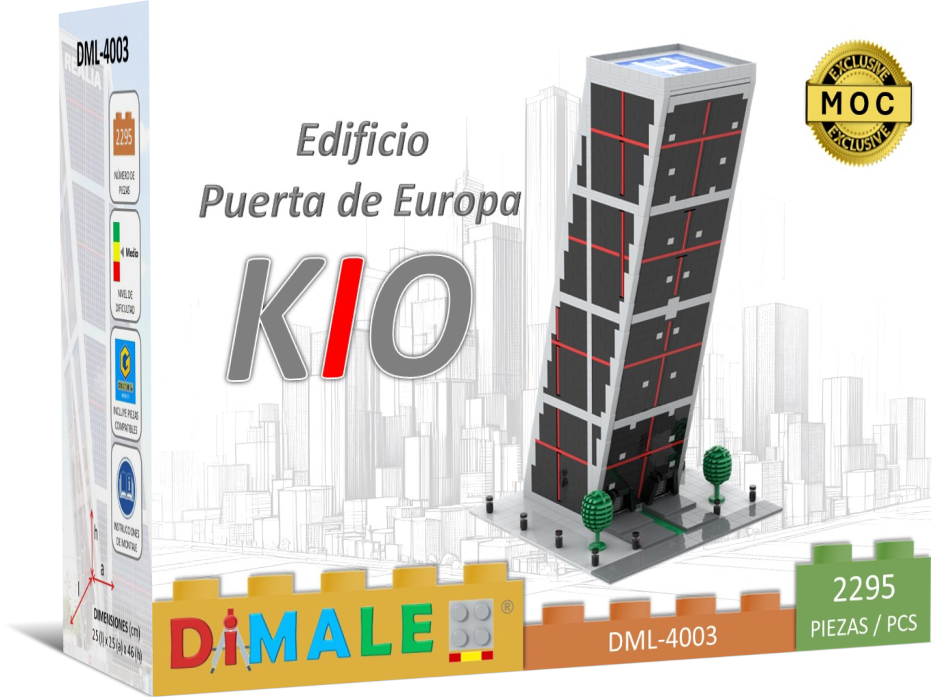 Edificio Puerta de Europa KIO, un rascacielos moderno en un entorno urbanístico.