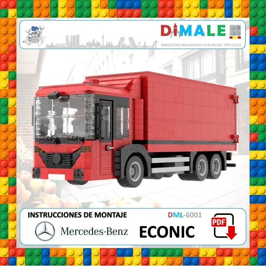 Instrucciones Mercedes Benz Econic Camión de juguete rojo Mercedes Benz Econic con instrucciones de montaje de LEGO.