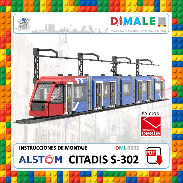 Tren Citadis S-302 de Alstom, con instrucciones de montaje de bloques de construcción.