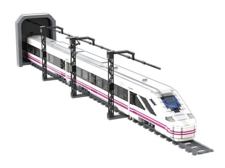 Tren de alta velocidad CAF OARIS saliendo de un túnel.