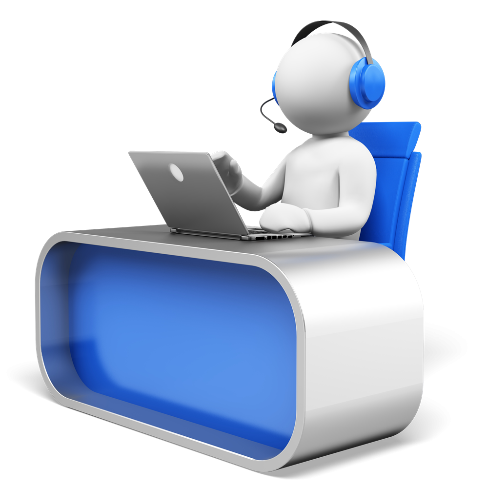 Persona con auriculares trabajando en un ordenador en un escritorio moderno.