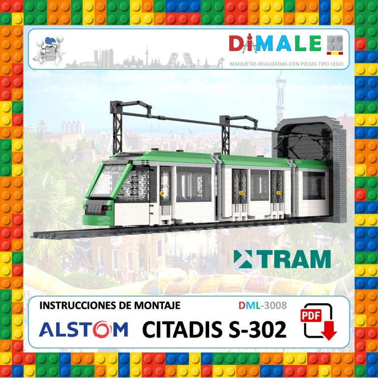 Instrucciones de montaje para un modelo de tranvía Citadis S-302 de Alstom.