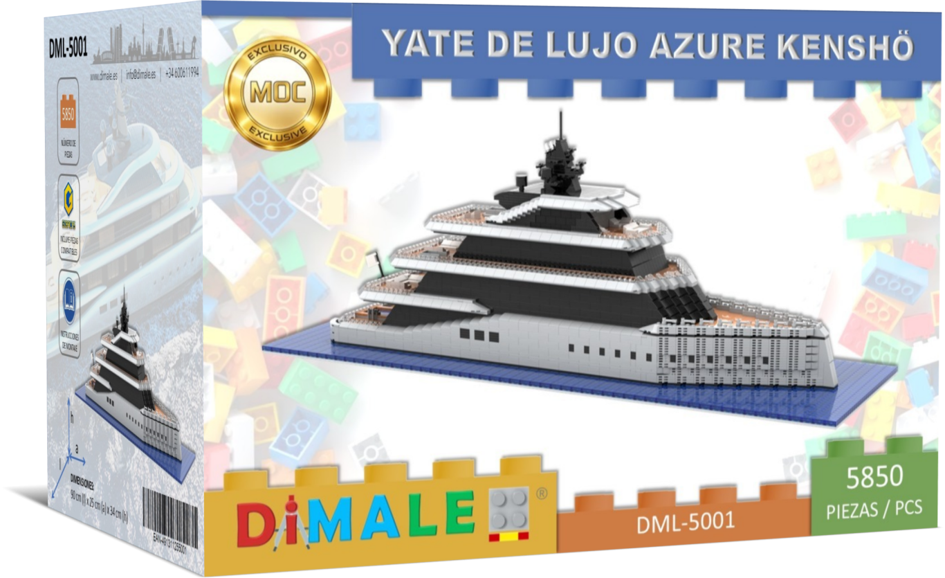 Caja de un modelo de yate de lujo llamado Azure Kensho.