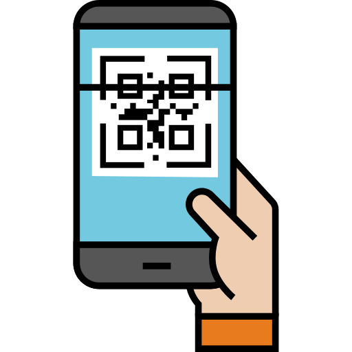 Mano sostiene un teléfono escaneando un código QR en la pantalla.