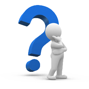 Figura humana de pie junto a un signo de interrogación rojo.