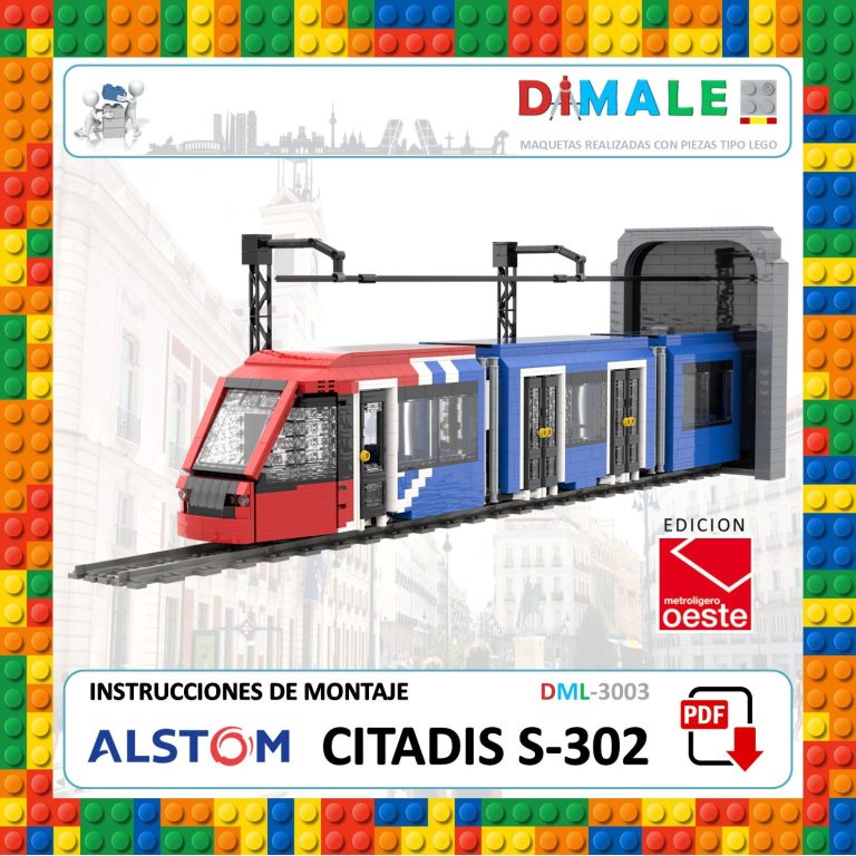 Maqueta del tranvía Alstom Citadis S-302 con instrucciones de montaje.